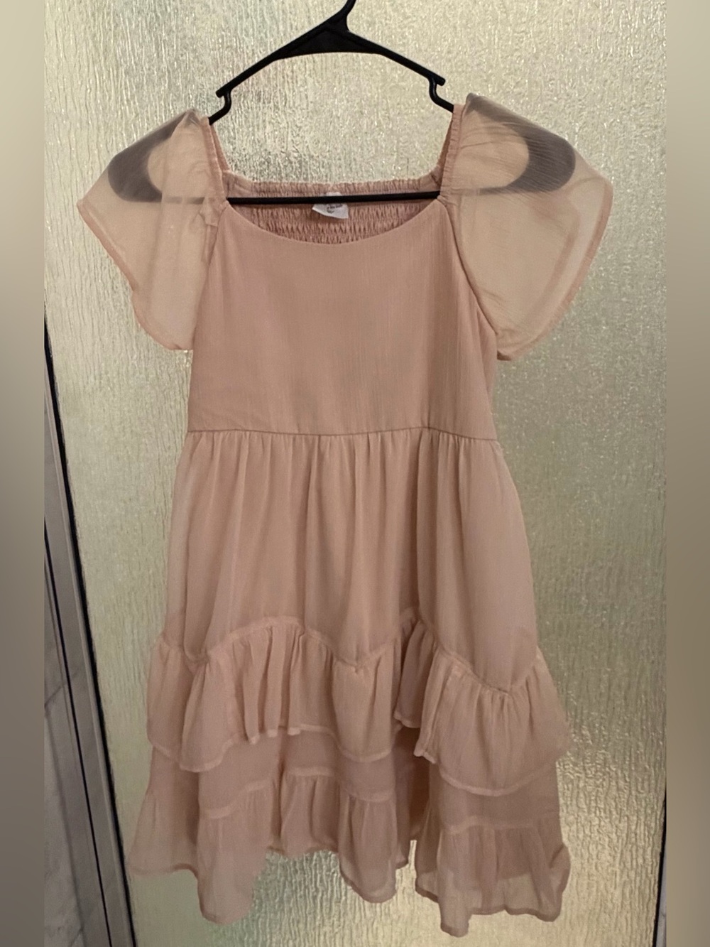 Abercrombie Kids Girls 11/12 Tiered Chiffon Puff Sleeve Dress Peach Pink$20